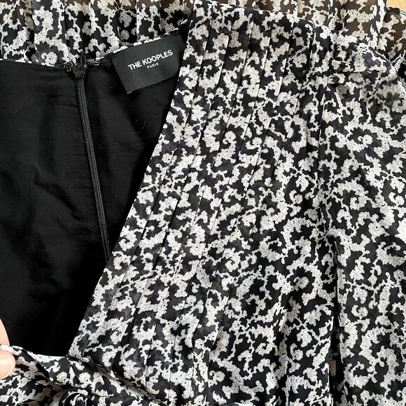 The Kooples Dark Floral Asymmetrical Pleated Day Dress - Picture 6 of 7